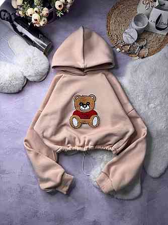 Жіноча стильна повсякденна худі з малюнком якісна тринитка на флісі Бежевий 2 Одеса