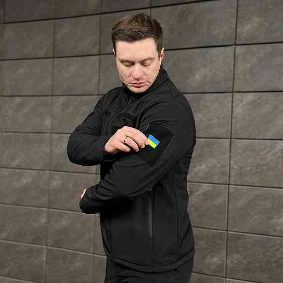 Военная мужская черная демисезонная куртка Pobedov Shadow с липучками 3XL Киев