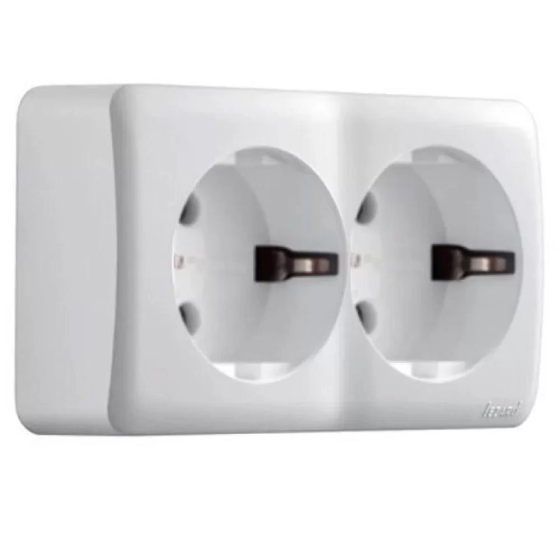 Розетка VIOLA двойная с заземлением белый Lezard Харьков