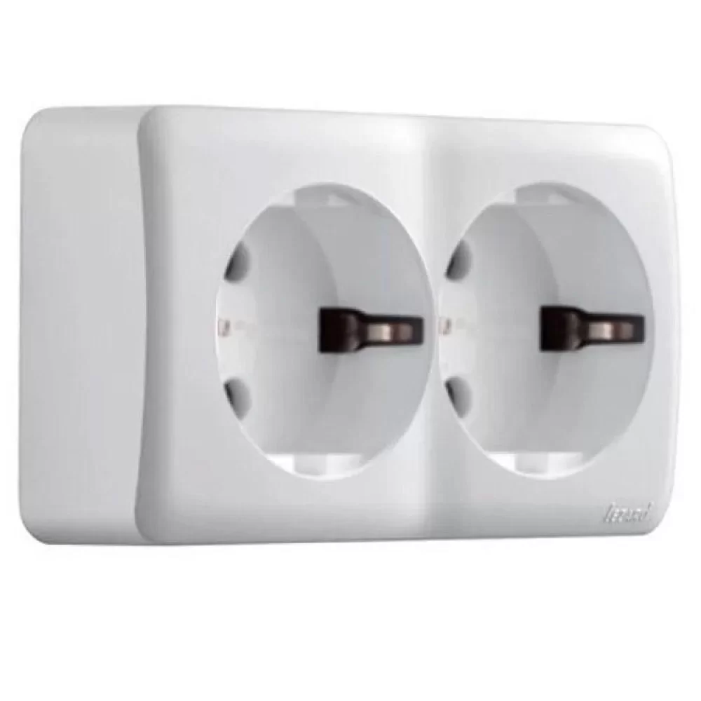 Розетка VIOLA подвійна із заземленням білий Lezard Харків - фото 1