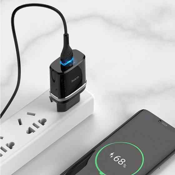 Мережевий зарядний пристрій HOCO C12Q Smart QC3.0 charger set, колір чорний 6931474716293 Одеса
