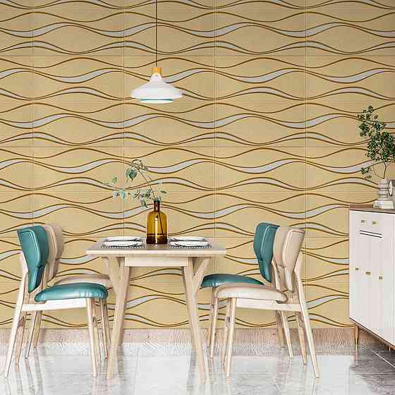 Самоклеюча 3D панельі 700x700x5мм золоті хвилі (194) SW-00000766 Київ