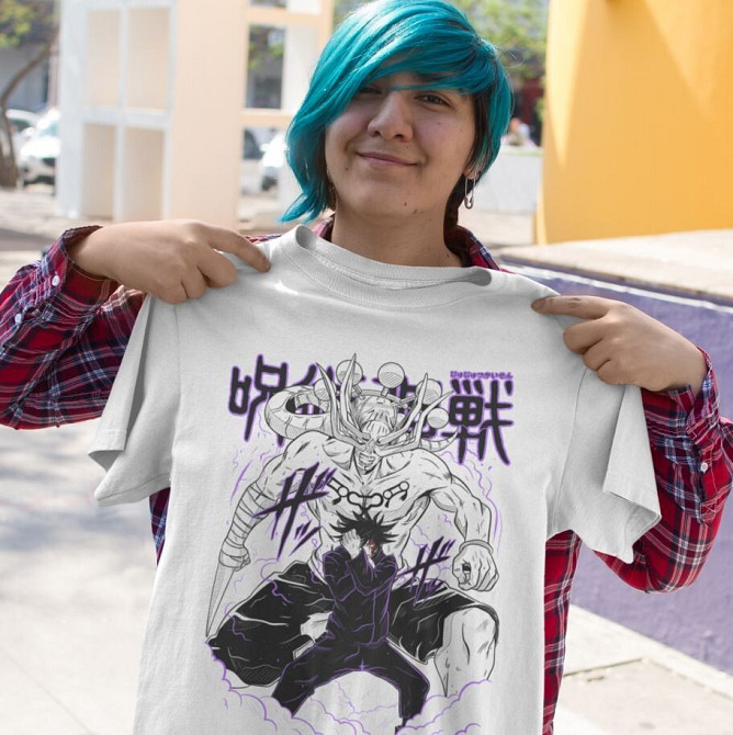 Футболка чоловіча з аніме принтом Магічна битва оверсайз (S/M/L) Чорний AnimeJ0993 Дніпро - фото 7