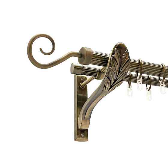 Карниз Orvit Гак металевий дворядний ретро рифлена труба кільце металеве Антик 25\19 мм 300 см (00-00016513) Львов