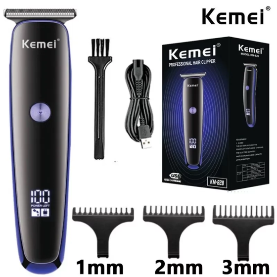 Акумуляторна машинка для стрижки волосся Kemei KM-828 з насадками Київ