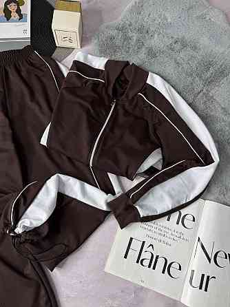 Женский стильный повседневный костюм двойка двунить Шоколад, 48/52 Одесса