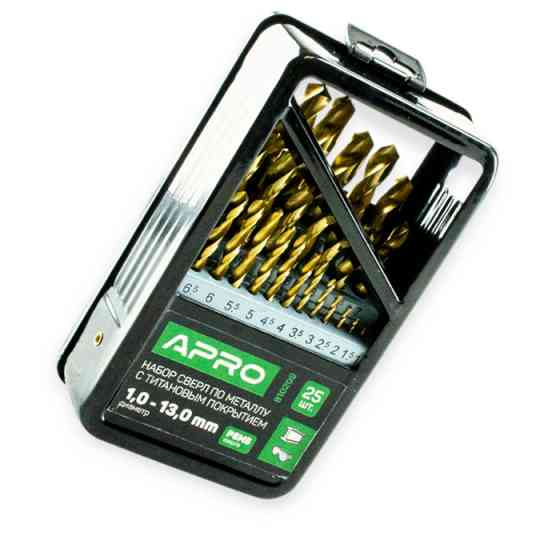 Набір свердл по металу Р6М5 титан 25шт (1,0-13,0 мм) метал. футляр Мукачево