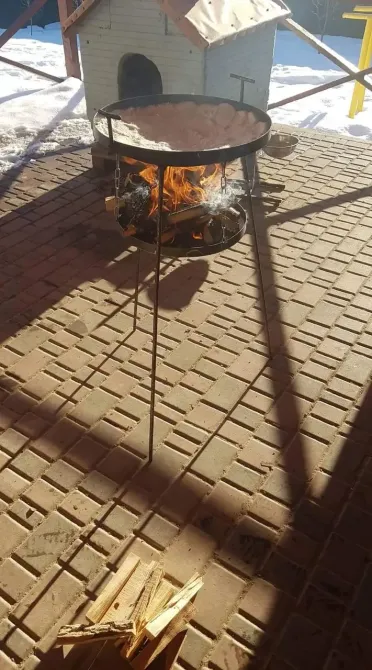 Сковорода + підставка для розведення вогню З КРИШКОЮ 50 СМ (садж) на ніжках 100 СМ розбірні СЗК-02 Київ - фото 2