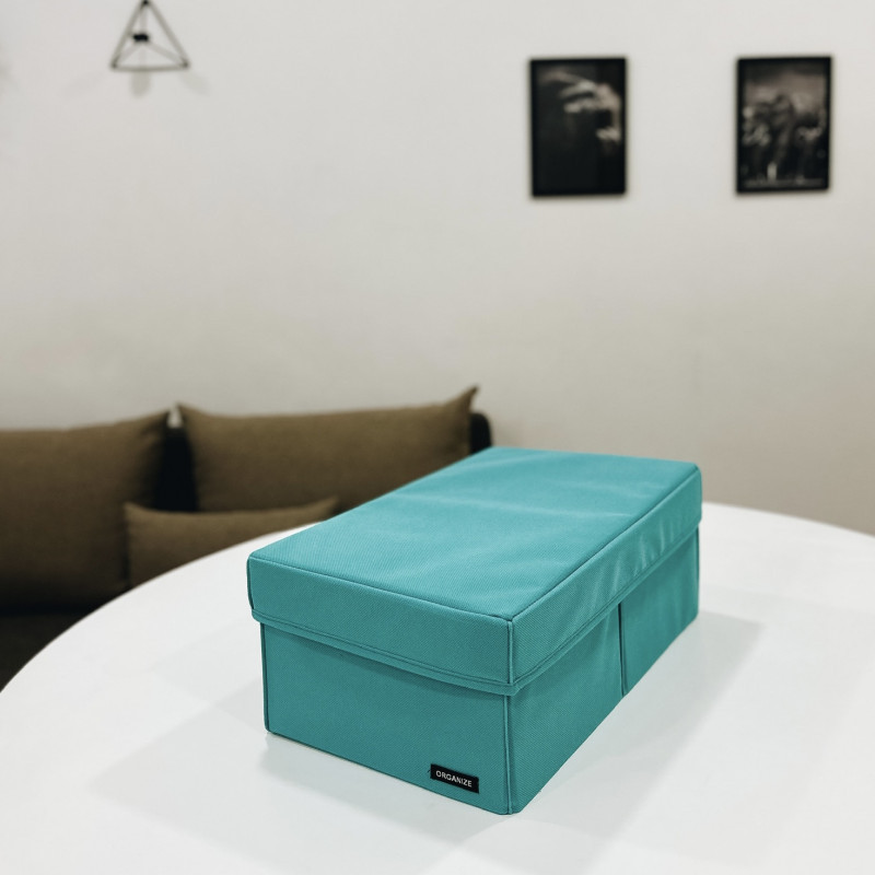 Ящик для хранения на два отделения с крышкой 40x25x16 см HY-2V-kr (Лазурный) Сумы - изображение 4