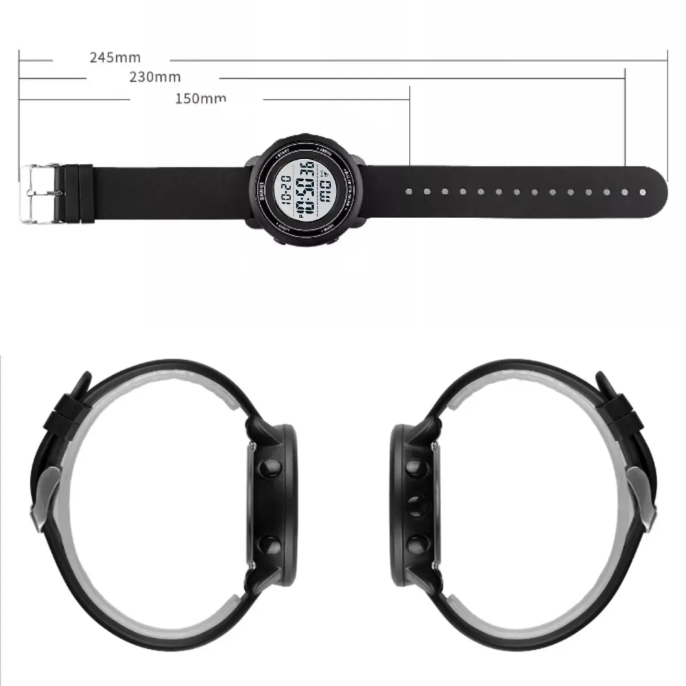 Спортивные мужские часы Skmei 1736 (Черные с белым циферблатом) Винница - изображение 9