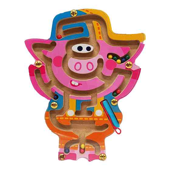 Деревянная магнитная игрушка Лабиринт MD 1792-1 Поросенок Винница