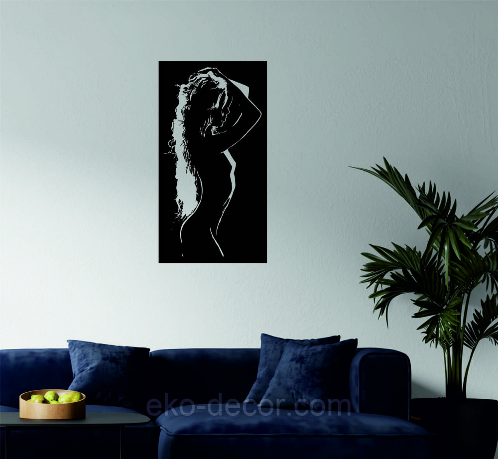 Декоративное настенное Панно «Силуэт женщины», Декор на стену 70*37 см, Черный Киев - изображение 2