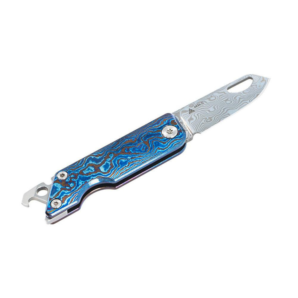 Ніж складаний кишеньковий SRM 6435, (4.1 см) Damascus / Titanium блакитний Київ - фото 4