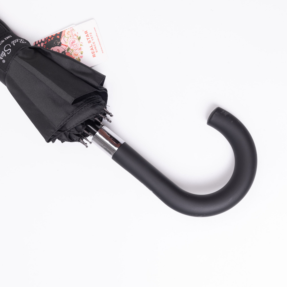 Класична парасолька-тростина напівавтомат з поліестеру міцна надійна 16 спиць діаметр 116 см HP-23-5 Київ - фото 2