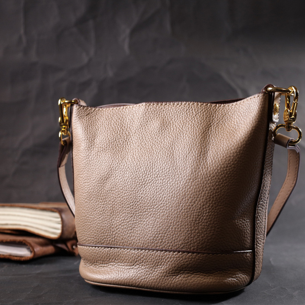 Жіноча сумка з автономною косметичкою всередині з натуральної шкіри Vintage 22364 Бежева Київ - фото 10