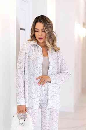 Жіночий легкий прогулянковий костюм: сорочка та штани американський креп Білий, 42/44 Одеса