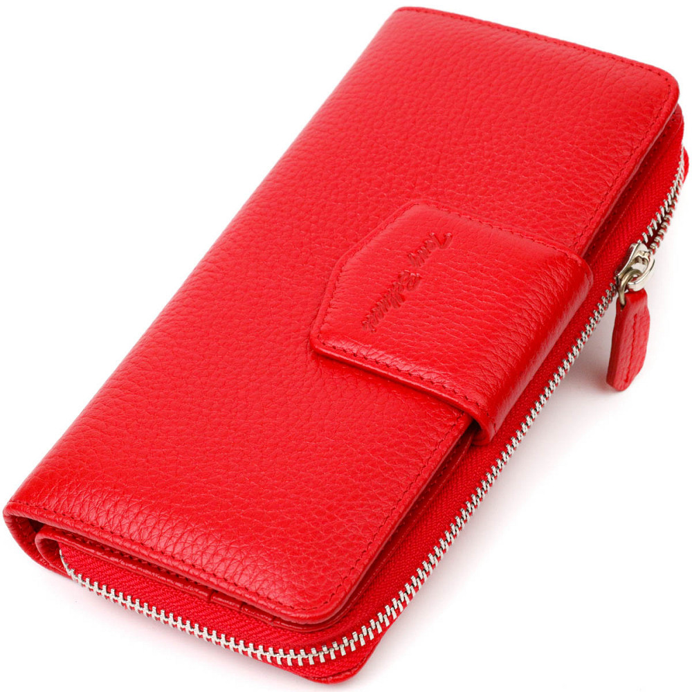 Вместительный женский кошелек с блоком для карт и документов из натуральной кожи Красный (Tony Bellucci) Киев - изображение 11