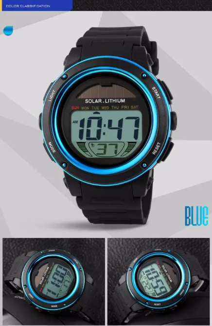 Чоловічий спортивний годинник Skmei 1096 із сонячною батареєю (Синій) Вінниця - фото 5