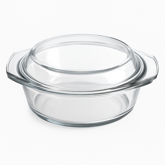 Стеклянная кастрюля, термокастрюля 1,5 л. с крышкой Киев