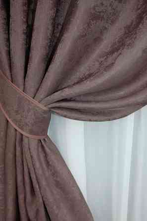 Комплект штор на люверсах VR-Textil Жаккард Sultan XO № 1681ш 150х250 см 2 шт Бурый (37-0197) Киев