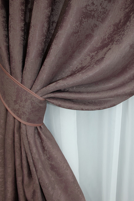 Комплект штор на люверсах VR-Textil Жаккард Sultan XO № 1681ш 150х250 см 2 шт Бурый (37-0197) Киев - изображение 5