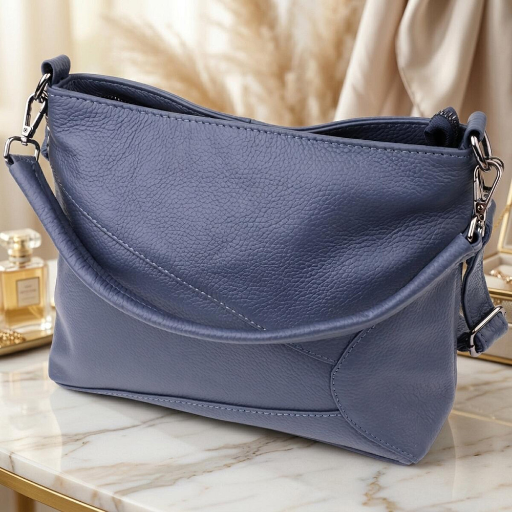 Жіноча сумка на два відділення з натуральної шкіри Vintage 23016 Синій Київ - фото 11