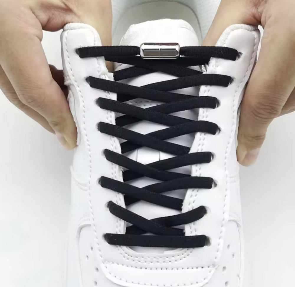 Шнурки еластичні без зав'язок з металевими застібками Чорний Смела - изображение 1