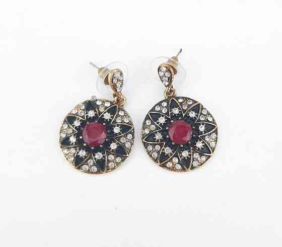 Сережки з камінням СГ3865-1 Сережки довжина 3,5 см, Ф2,5см Київ