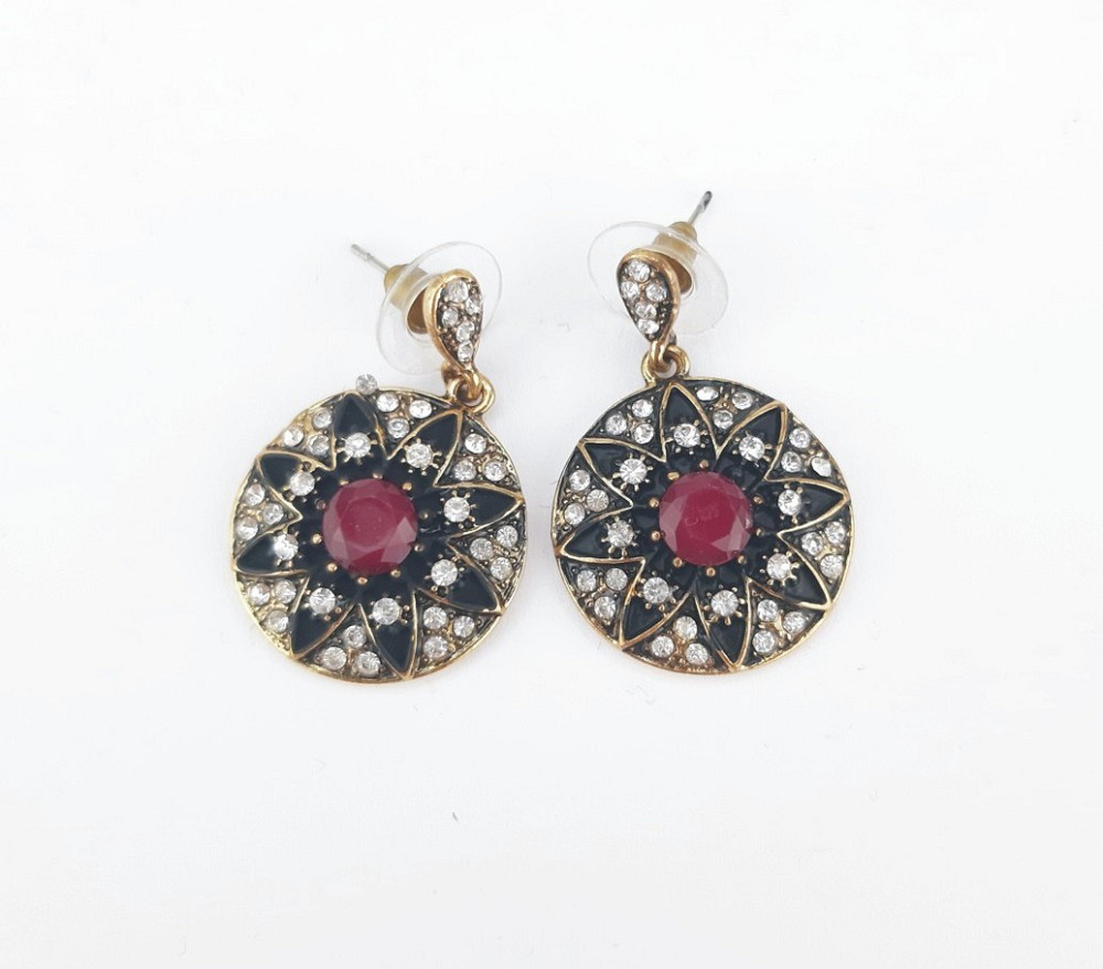 Сережки з камінням СГ3865-1 Сережки довжина 3,5 см, Ф2,5см Київ - фото 1