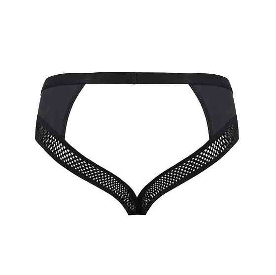 Мужские трусы с цепочкой Passion 030 SLIP TOM XXL/XXXL Black, экокожа, открытые ягодицы Sex Aura Киев