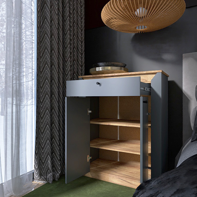 Тумба закрита Еверест Нордік-800 80х38х100 см Графіт + Дуб крафт золотий (DTM-5530) Львів - фото 6