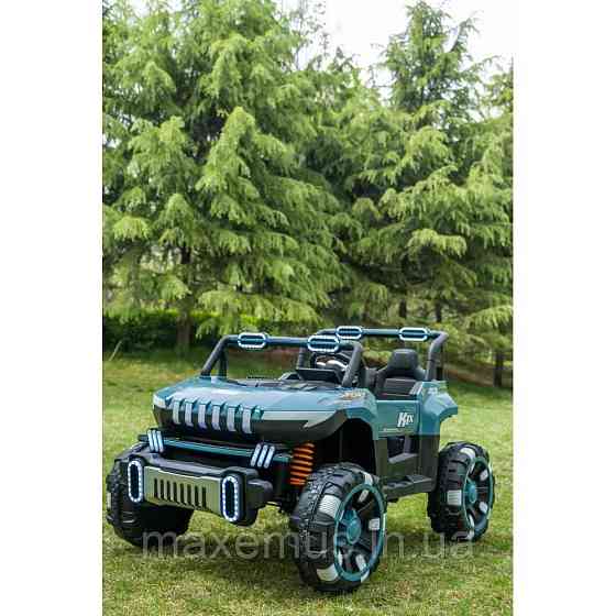 Детский электромобиль джип Spoko SP-8688 Зеленый (Полный привод 4х4, 2 местный, пульт р/к, 12V, Bluetooth) Мостиска