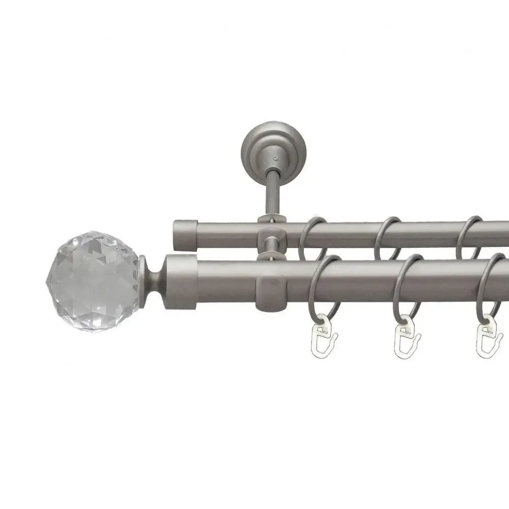 Карниз Orvit Люміера металевий дворядний відкритий гладка труба кільце металеве Сатин 25\16 мм 240 см (6353177) Львів - фото 1