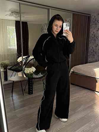 Женский теплый прогулочный костюм двойка с дабл флиса полар Черный, 42/44 Одесса