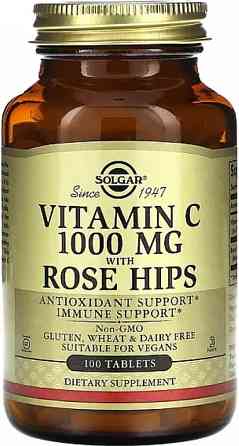 Витамин С с шиповником Solgar Vitamin C Rose Hip 1000 mg 100 tab Киев