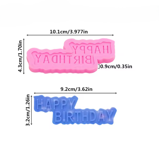 Молд силиконовый Happy Birthday 101 на 43 мм розовый Киев