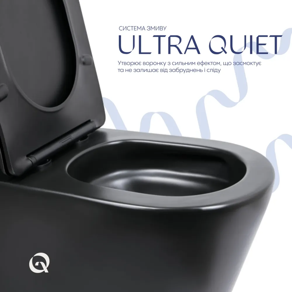 Унітаз підлоговий Qtap Scorpio Ultra Quiet безобідковий із сидінням Soft-Close MATT BLACK QT14226088AMB Київ - фото 14