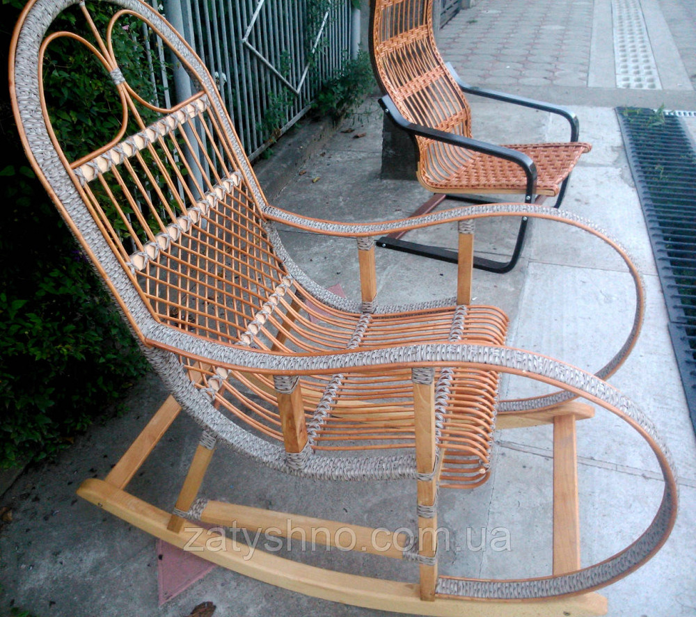 Крісло качалка сіра з ротанга Київ - фото 3
