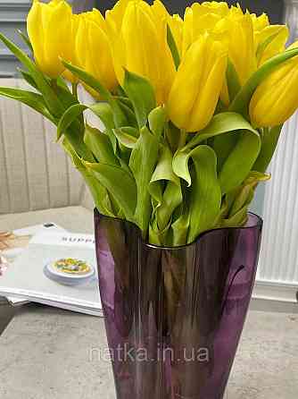 Ваза скляна 17*17*30 см "Бадді-L" бузкове товсте скло Київ