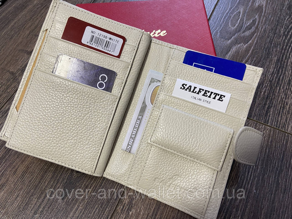 Жіноче портмоне обкладинка для паспорта і грошей білого кольору Salfeite Київ - фото 8