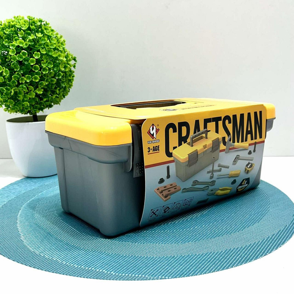 Набір інструментів молоток викрутка плоскогубці ключі гайки гайки в валізі Жовто-сірий (T010) Чернігів - фото 3