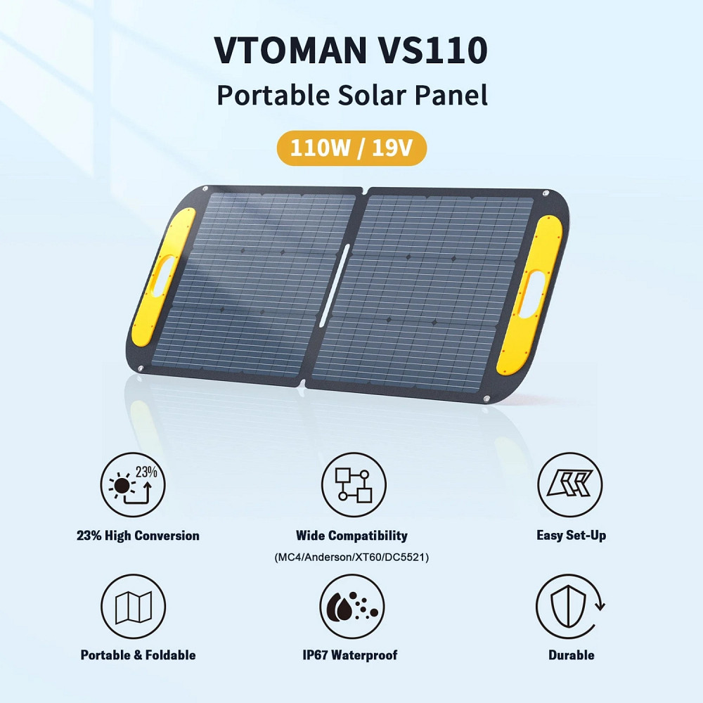Сонячна панель Vtoman 110W 19V IP67 MC-4/Anderson/XT60/DC5521 Вінниця - фото 2