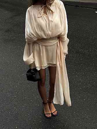 Женское легкое платье с объемной драпировкой шелк армани Шампань Одесса