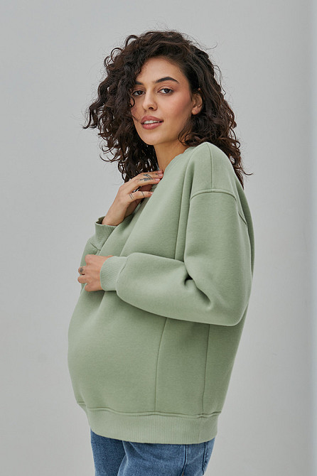 Базовый свитшот для беременных и кормящих oversize со скрытыми молниями XL Kloya Юла Мама Оливковый Кривой Рог - изображение 3