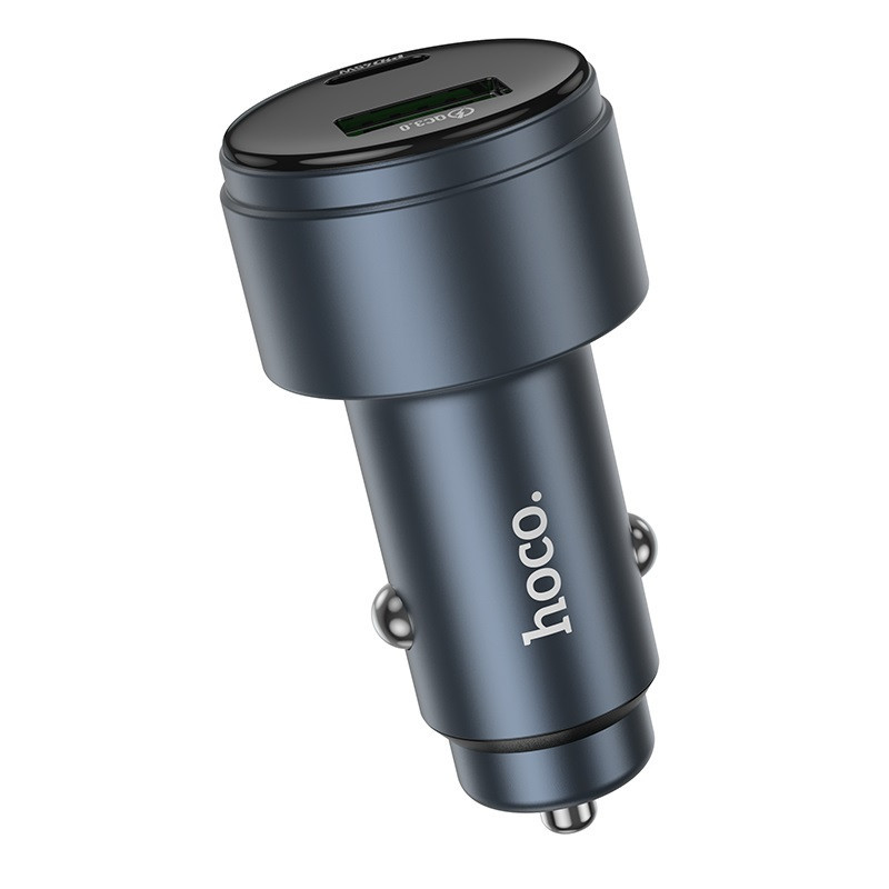 Автомобільний зарядний пристрій HOCO Z57B Glorious 63W dual-port digital display PD45W+QC3.0 car charger Metal Gray Київ - фото 4