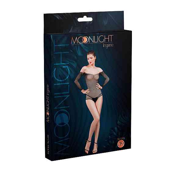 Сітчасте боді зі стразами Moonlight Model 09 XS-L Black, відкриті плечі Sex Aura Київ