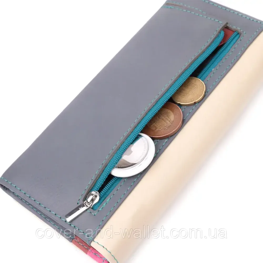 Классический женский кожаный кошелек белого цвета на магнитах ST Leather Киев - изображение 5