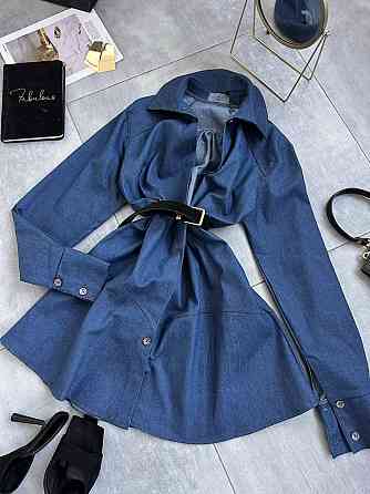 Жіноча стильна сукня-сорочка на гудзиках з щільного джинсу Одеса