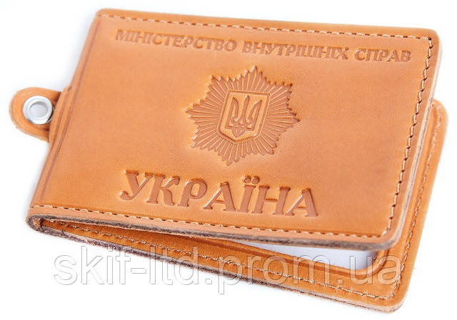 Обкладинка для посвідчення співробітників МВС горизонтальна з пластиковим шевроном Київ - фото 1