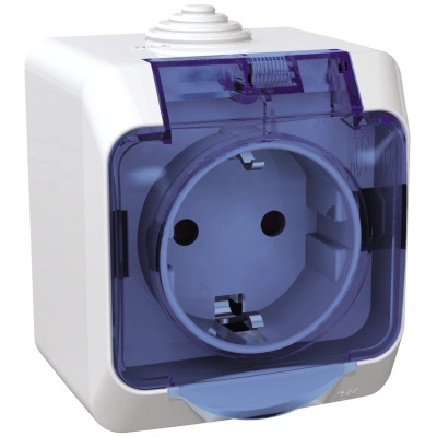 Розетка Schneider Electric CEDAR 2К+С зі шторками та прозорою кришкою белая IP44 (WDE000543) Вінниця - фото 1